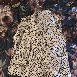 Stylish Black and White Animal Print Blouse